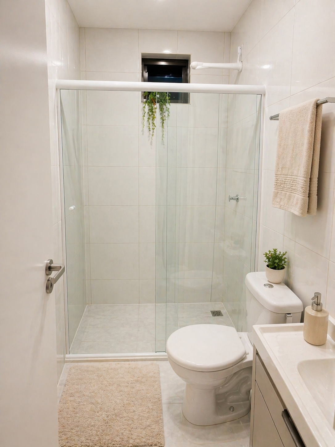 Banheiro privativo dos apartamentos mobiliados em Cascavel PR.